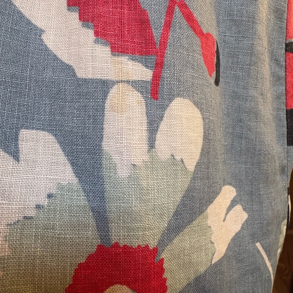 Boden Blue Floral Midi Dress with Cream and Red Accents - Picture 7 of 8